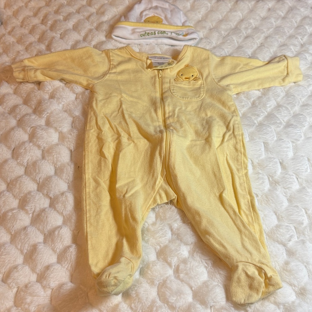 Yellow Baby Onesie with Hat